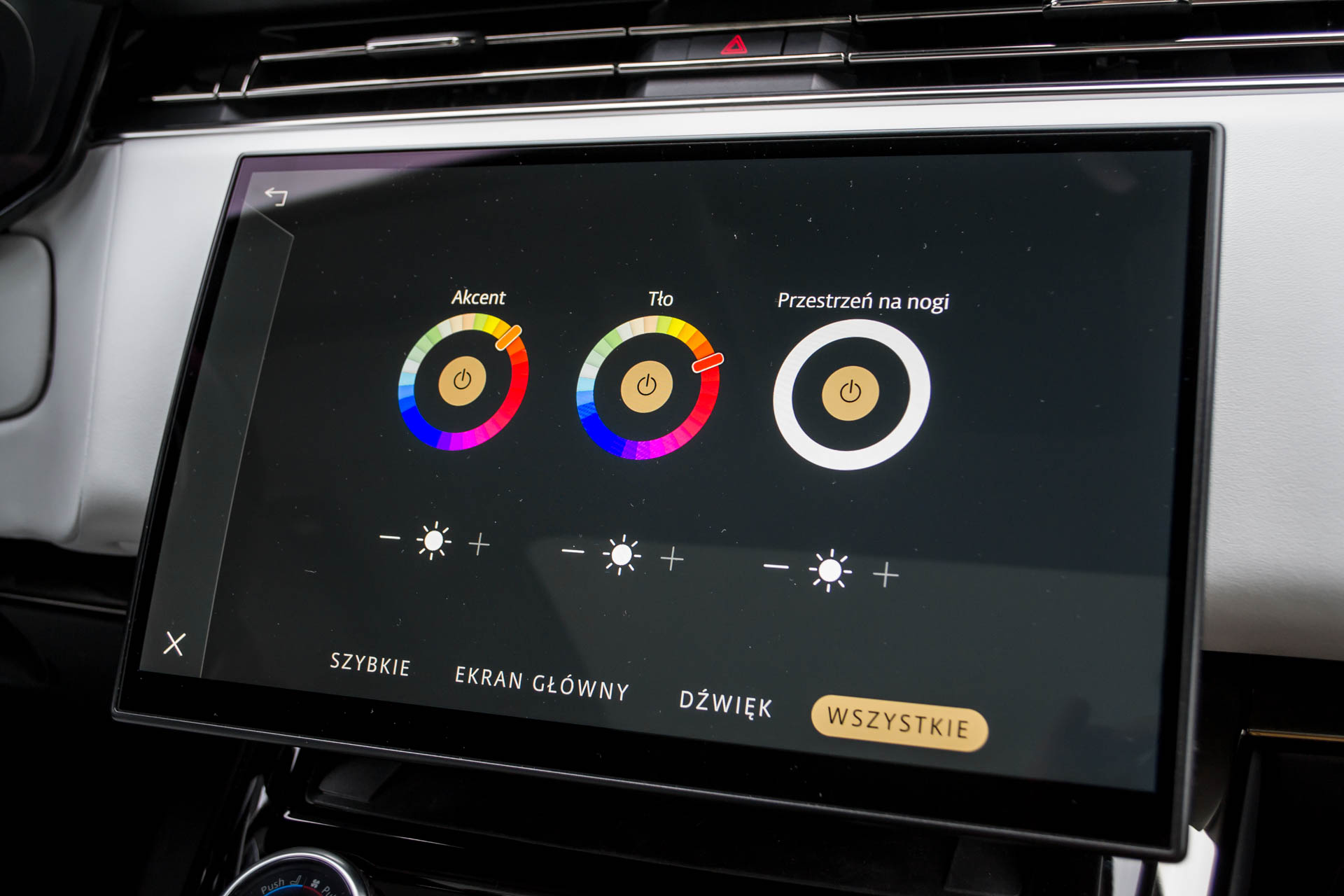 Range Rover Sport kolory podświetlenia